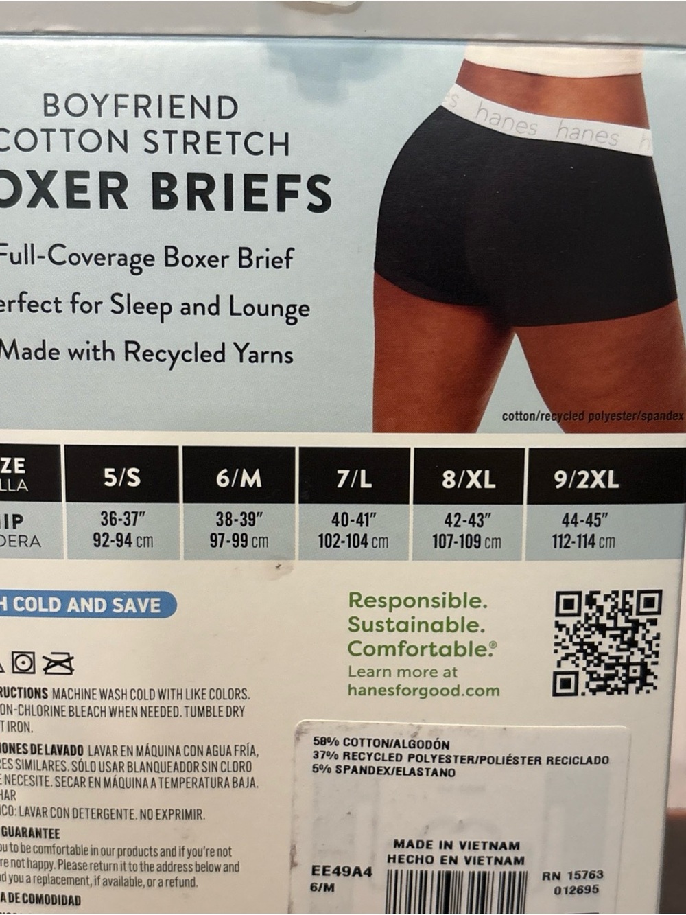 Hanes Women’s Boyfriend Cotton Stretch 4-Pack Boxer Briefs -6/M - Picture 5 of 5